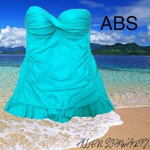 ABS- ALLEN SCHWARTZ TEAL 1 piece Strapless suitar